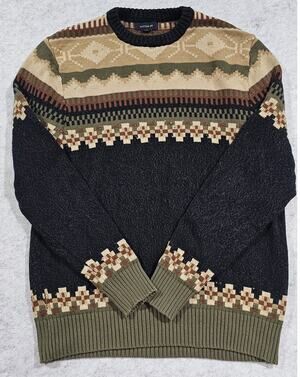Cotton On Geometric 100% Cotton Crewneck Sweater, Mens Sz L